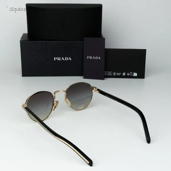 Prada Women Sunglasses Gold Grey Gradient Round PRB52S  display picture 3